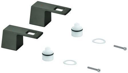 GROHE Griffpaar 48321 für Eurocube 3-Loch-Waschtischbatterie, Markierung blau/rot, Chrom