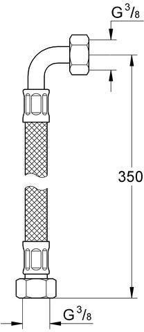 GROHE Druckschlauch 45704 3/8 Zoll x 3/8 Zoll 300 mm flexibel für Mehrlochkombination
