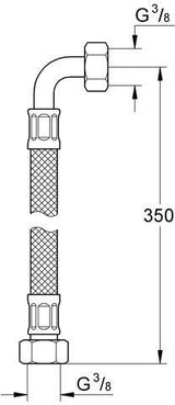 GROHE Druckschlauch 45704 3/8 Zoll x 3/8 Zoll 300 mm flexibel für Mehrlochkombination