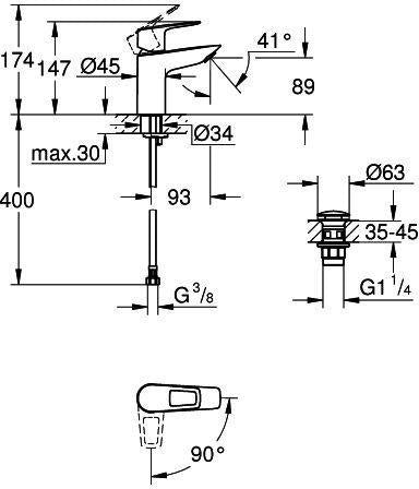 GROHE BauLoop Einhand-Waschtischbatterie S-Size mit Push-Open Ablaufgarnitur, chrom