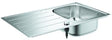 GROHE K200 Edelstahlspüle 860x500 mm mit Abtropffläche und Siebkorbventil