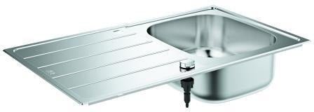GROHE K200 Edelstahlspüle 860x500 mm mit Abtropffläche und Siebkorbventil