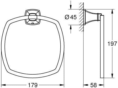 GROHE Handtuchring Grandera 40929 Chrom – Wandmontage, schwenkbar, verdeckte Befestigung