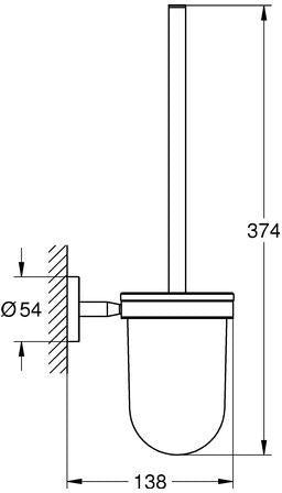 GROHE Bau Cosmopolitan Toilettenbürstengarnitur – Wandmontage, verchromt, mit Glas-Einsatz