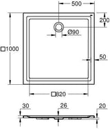 GROHE Universal Duschwanne 1000 x 1000 mm Acryl alpinweiß – flacher Einbau