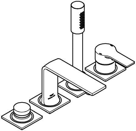GROHE Allure 4-Loch-Einhand-Wannenbatterie cool sunrise gebürstet mit Duschgarnitur