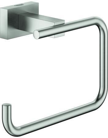 GROHE Essentials Cube WC-Papierhalter ohne Deckel supersteel – Wandmontage, verdeckte Befestigung
