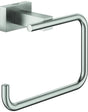 GROHE Essentials Cube WC-Papierhalter ohne Deckel supersteel – Wandmontage, verdeckte Befestigung