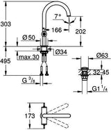 GROHE Atrio Private Collection Waschtisch-Einlochbatterie L-Size chrom – für Hebelgriffe