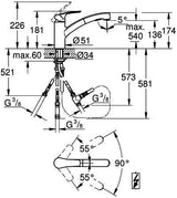 GROHE Eurosmart Spültisch-Einhandmischer Niederdruck mit flachem Auslauf und herausziehbarer Spülbrause, Chrom