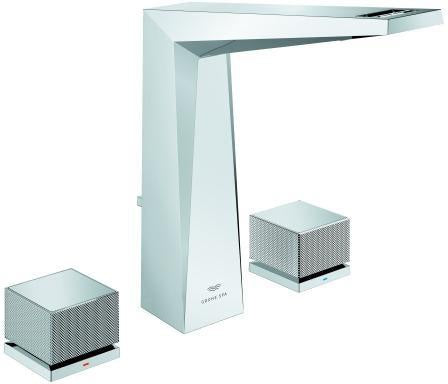 GROHE Allure Brilliant Private Collection 3-Loch Waschtischbatterie mit gerändelten Griffen – Chrom