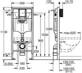 GROHE WC-Element Rapid SL 39863, Bauhöhe 1,13 m, mit Spülstromdrossel, Stahlrahmen, vormontiert
