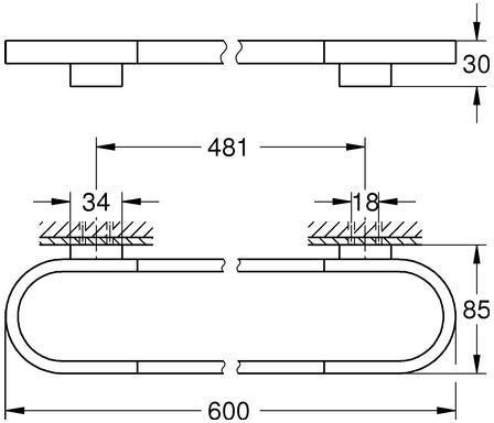 GROHE Selection Badetuchhalter 600 mm Chrom – verdeckte Befestigung, Messing