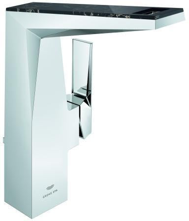 GROHE Allure Brilliant Private Collection Waschtisch-Einhandhebelmischer L-Size mit Vanilla Noir Caesarstone Einlage und SilkMove Technologie