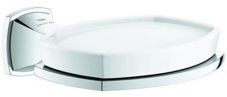 GROHE Grandera Halter mit Keramik-Seifenschale in Chrom – Wandmontage, verdeckte Befestigung