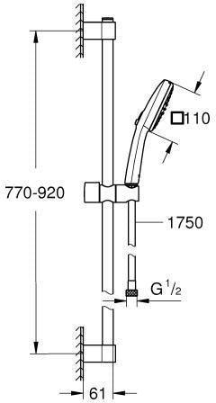 GROHE Tempesta Cube 110 Brausestangenset 900 mm, 2 Strahlarten, Chrom
