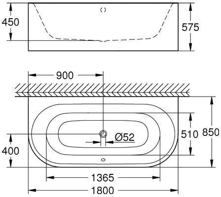 GROHE Essence Vorwand-Badewanne 180 x 85 cm alpinweiß Titan-Stahl mit Schürze und Überlauf
