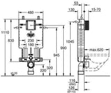 GROHE WC-Element Uniset 38643_1 mit Spülkasten GD 2 – 6/3 l Spülung, schalldämmend, 830 x 480 x 130 mm
