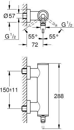 GROHE Atrio Einhand-Brausebatterie 24366 Wandmontage Chrom – SilkMove Keramikkartusche