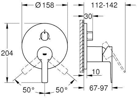 GROHE Lineare Fertigmontageset mit 3-Wege-Umstellung – Chrom, für Rapido SmartBox