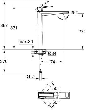 GROHE Allure Brilliant Private Collection Waschtisch-Einhandhebelmischer XL-Size mit White Attica Griff