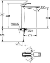 GROHE Allure Brilliant Private Collection Waschtisch-Einhandhebelmischer XL-Size mit White Attica Griff