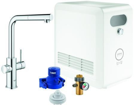 GROHE Blue Professional L-Auslauf Set – Spültisch-Einhandmischer mit Filterfunktion, Bluetooth & WiFi