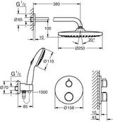 GROHE Grohtherm Unterputz-Duschsystem mit Tempesta 250, rund, chrom, 2 Absperrventile