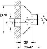GROHE S-Anschluss 12001 – Verstellbar 7,5 mm, 1/2" x 3/4", Chrom