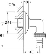 GROHE Waschmaschinen-Schlauchanschlussbogen 41125 DN15 für Unterputzmontage – Chrom