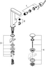 GROHE Plus Einhand-Waschtischbatterie L-Size mit Push-open Ablaufgarnitur und schwenkbarem Auslauf in Chrom