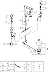 GROHE Allure Brilliant Private Collection 3-Loch Waschtischbatterie mit Trapezgriffen in Vanilla Noir