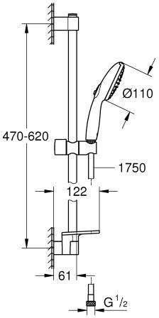 GROHE Tempesta 110 Brausestangenset 600 mm, 2 Strahlarten, Chrom