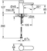 GROHE Eurosmart CT Selbstschluss-Waschtischbatterie mit Mischung, chrom, 5 l/min
