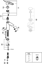 GROHE Eurosmart Einhand-Waschtischbatterie M-Size mit Verbrühschutz, offener Hebel, Chrom