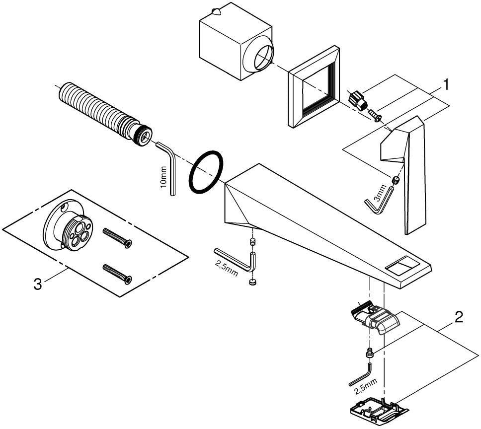 GROHE Allure Brilliant 2-Loch-Waschtischbatterie Wandmontage Ausladung 210 mm Chrom