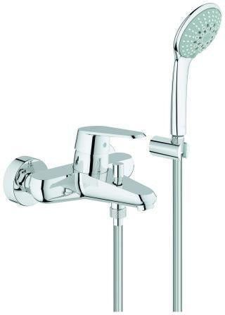 GROHE Eurodisc Cosmopolitan Einhand-Wannenbatterie mit Brausegarnitur, Wandmontage, Chrom