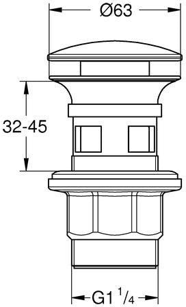 GROHE Druckstopfen-Ablaufgarnitur 40824 – Herausnehmbarer, verschließbarer Stopfen in Chrom
