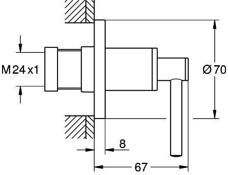 GROHE Atrio Unterputzventil-Oberbau mit Hebelgriff und Abdeckrosette in Chrom