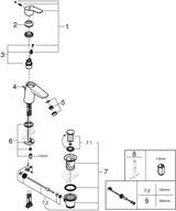 GROHE Eurosmart Einhand-Waschtischbatterie S-Size geneigt chrom mit Zugstangen-Ablaufgarnitur