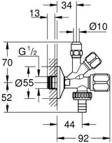 GROHE Kombi-Eckventil 22036 DN15 1/2''x3/8''x3/4'' selbstdichtend – Chrom