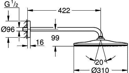 GROHE Rainshower 310 Mono Kopfbrauseset 422 mm mit Brausearm, 1 Strahl, chrom