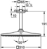 GROHE Rainshower Mono 310 Cube Kopfbrause-Set Deckenauslass 142 mm, 1 Strahl, 7,5 l/min, Chrom