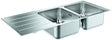 GROHE K500 Edelstahlspüle 2 Becken mit Abtropffläche 1160x500 mm – Einbau-Doppelspüle