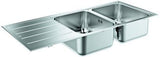 GROHE K500 Edelstahlspüle 2 Becken mit Abtropffläche 1160x500 mm – Einbau-Doppelspüle