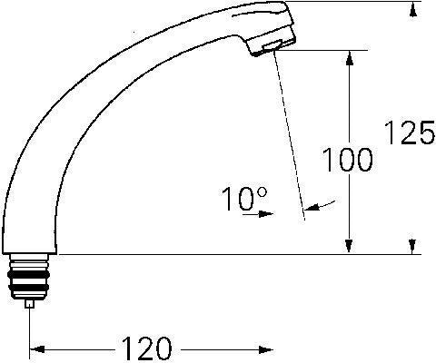 GROHE Gussauslauf 13408 mit Mousseur und Anschlagring, Ausladung 120 mm, Chrom