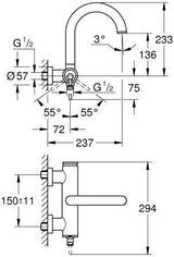 GROHE Atrio Einhand-Wannenbatterie 24367 Wandmontage Chrom – SilkMove & LongLife