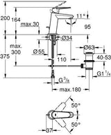 GROHE Eurodisc Cosmopolitan Einhand-Waschtischbatterie mit Zugstangen-Ablaufgarnitur, Chrom, 28 mm Keramikkartusche