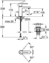 GROHE Plus Einhand-Waschtischbatterie S-Size mit Push-open Ablaufgarnitur chrom