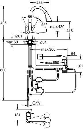 GROHE Zedra Touch Elektronik-Spültischbatterie mit 3-Strahl-Spülbrause, chrom